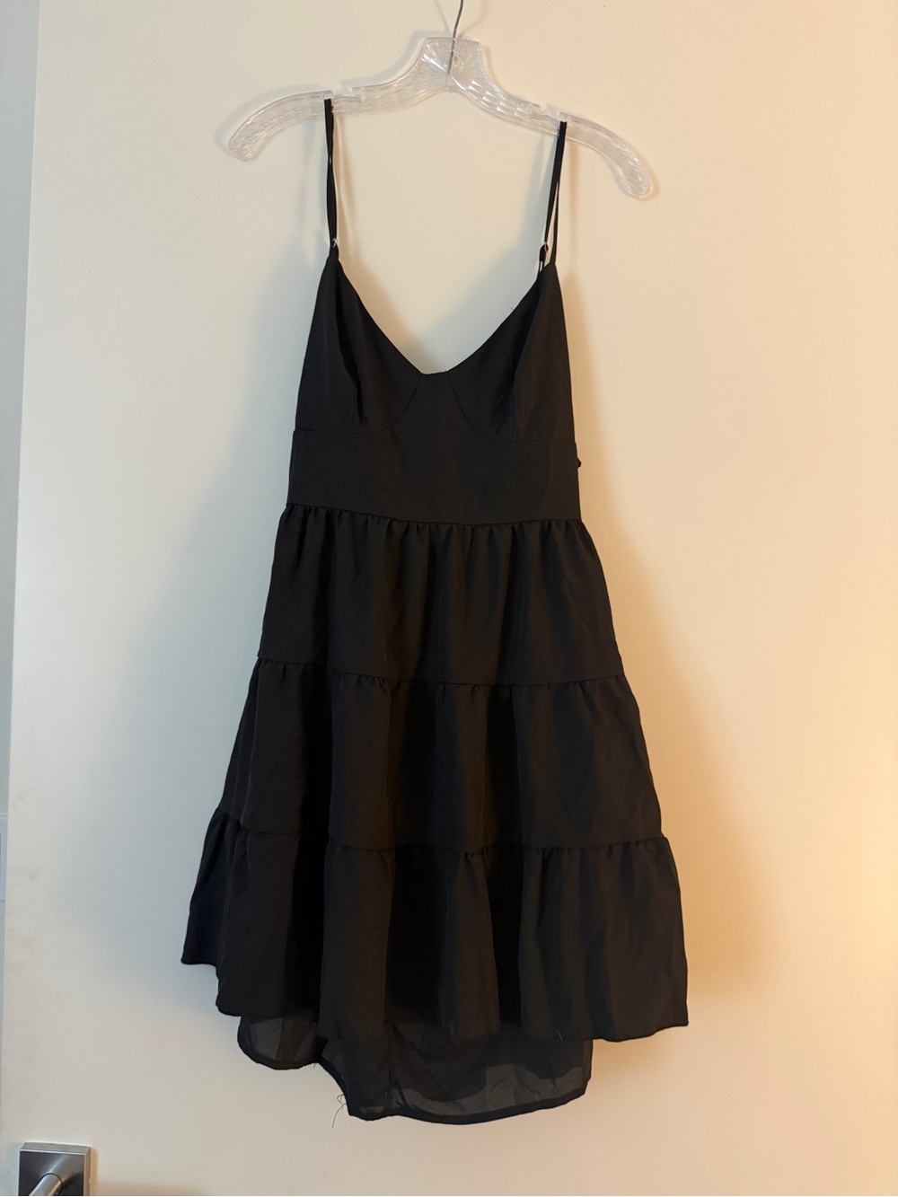 Spaghetti Strap bow tie Black short Dress - Women's